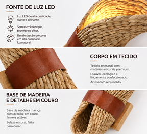 Luminária de Parede Vintage em Rattan
