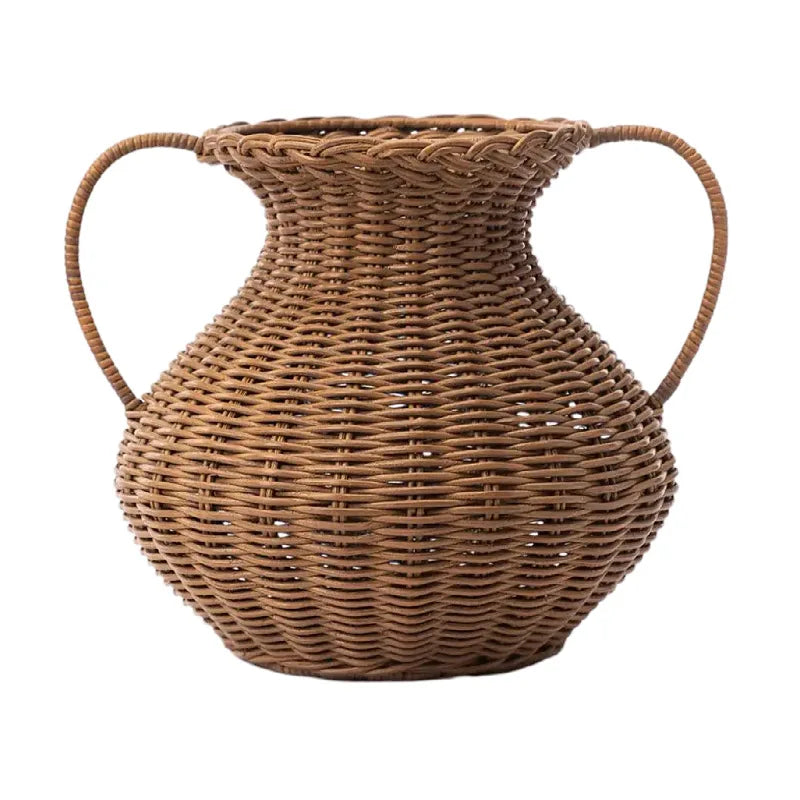 Vaso de Rattan Trançado Artesanal