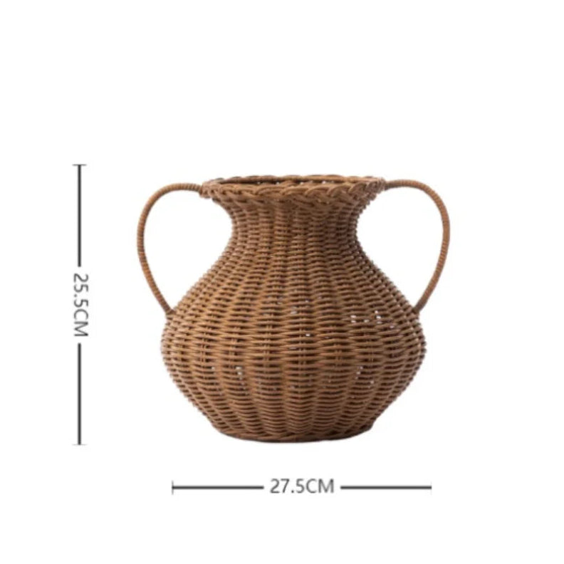 Vaso de Rattan Trançado Artesanal
