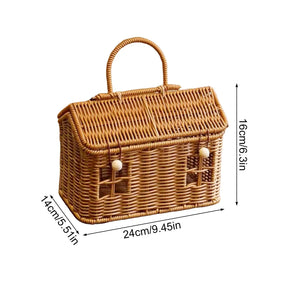 Cesto Organizador/Decorativo de Rattan com Tampa